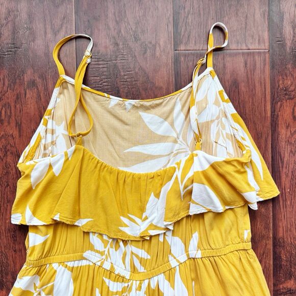 Old Navy Yellow Floral Maxi Dress Sz L Tiered‎ Ruffle Babydoll Flowy *tiny Flaw* - Picture 12 of 16